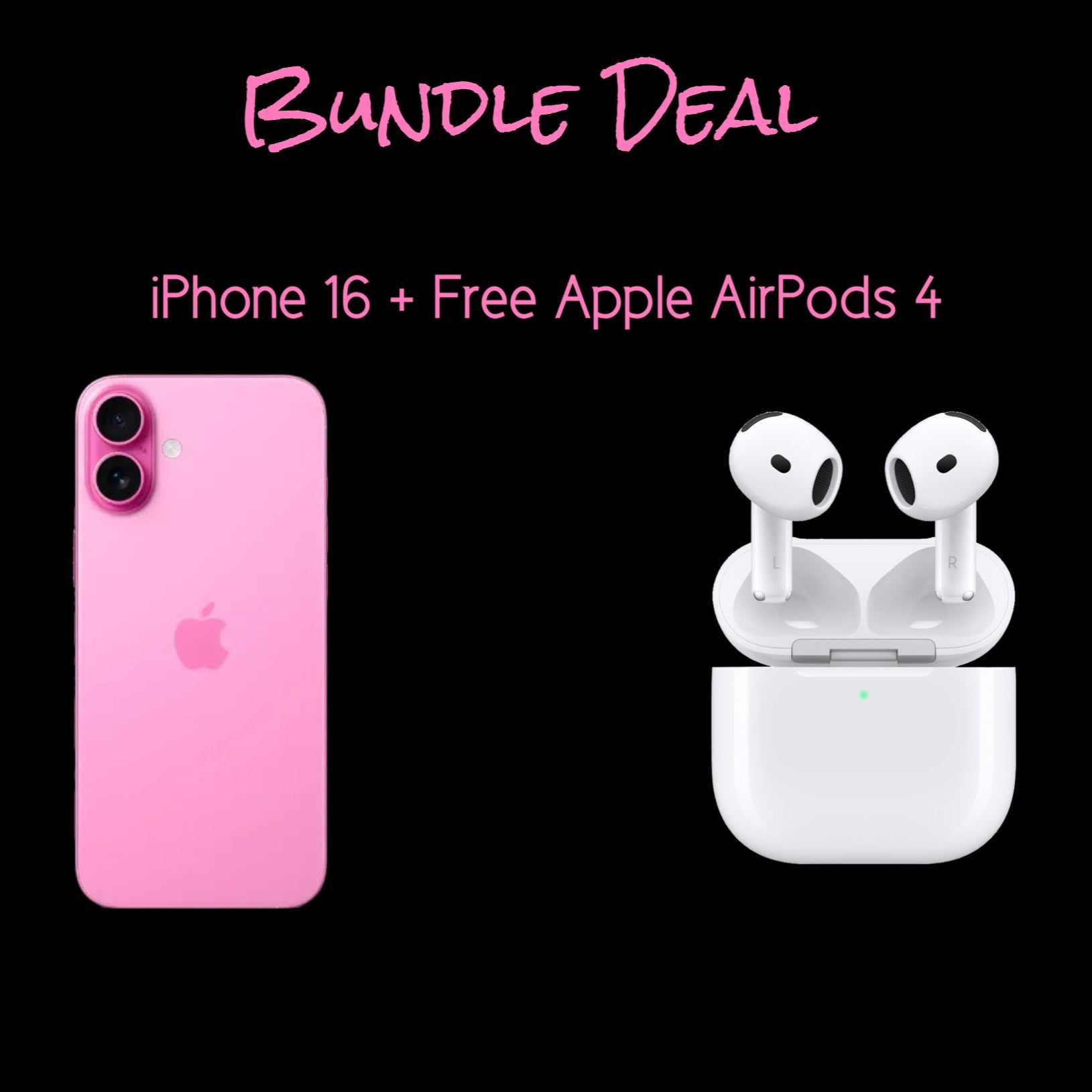 iPhone 16 Unlocked + Free New AirPods 4 (Latest) Bundle (Finance for little as $50 down) - SaveOnCellz