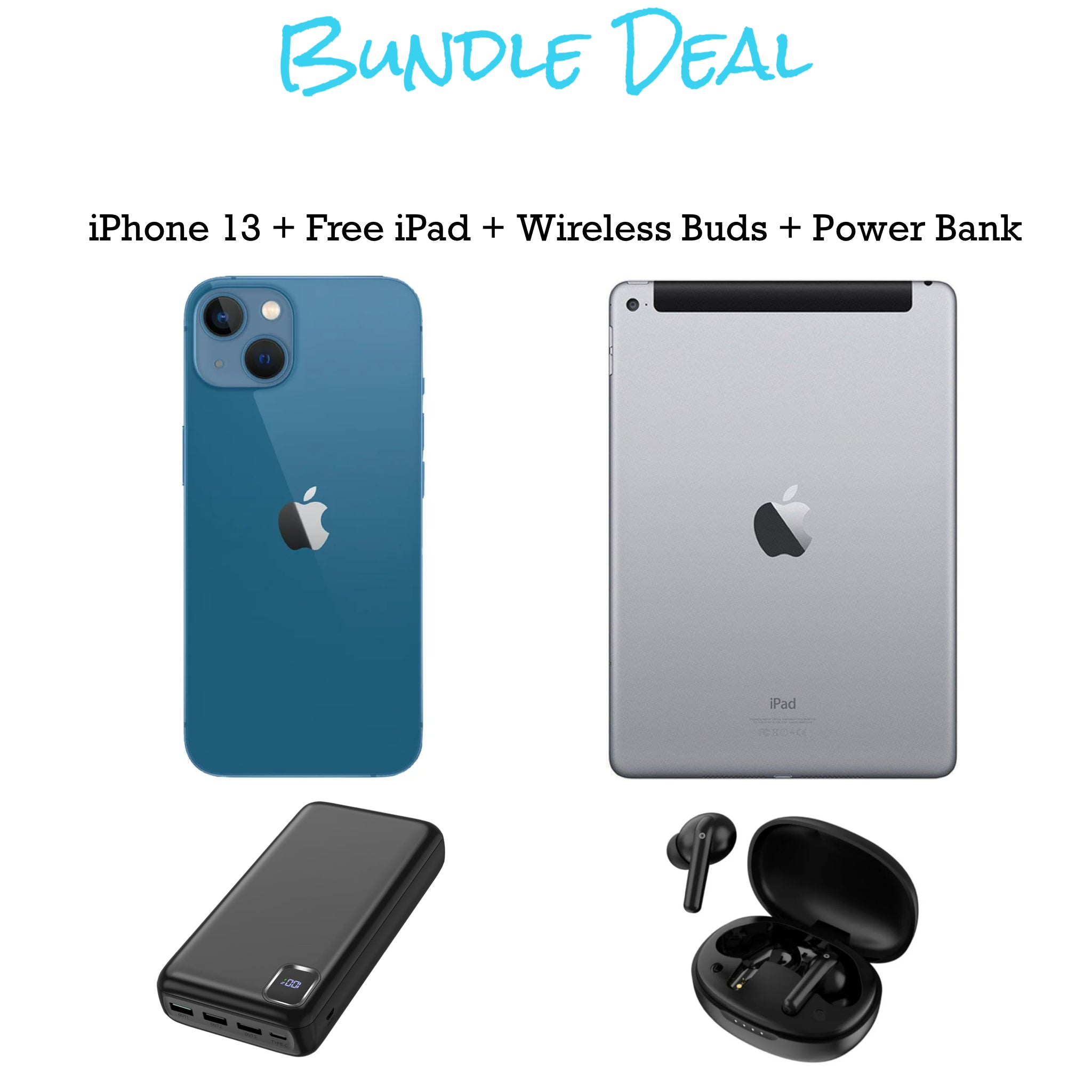 iPhone 13 Unlocked 128gb + Free iPad + Buds + Powerbank Bundle (Finance for little as $50 down) - SaveOnCellz