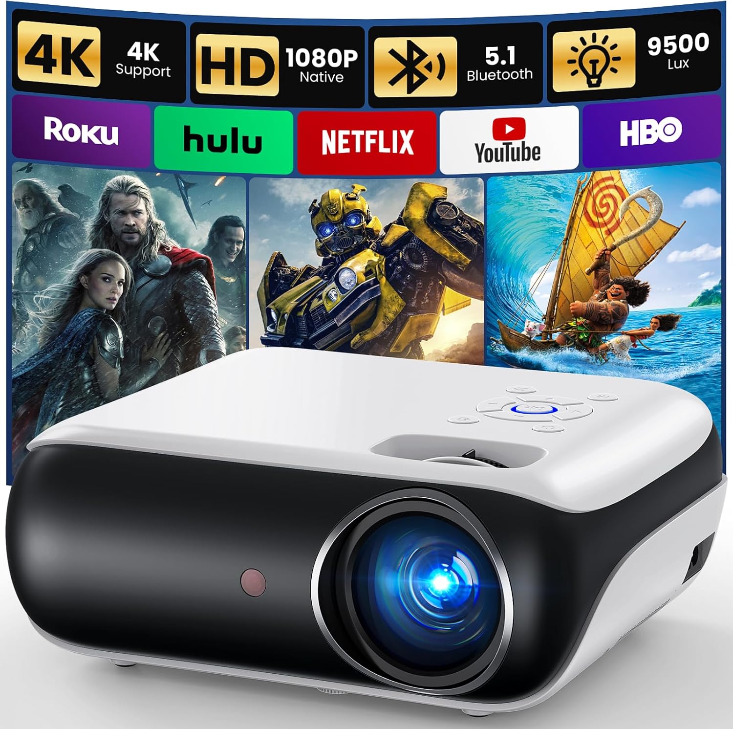 CRYSTALCLEAR©  HD TV PROJECTOR - 1080P - with Built-in Speaker -Portable Indoor / Outdoor Movie Projector - SaveOnCellz